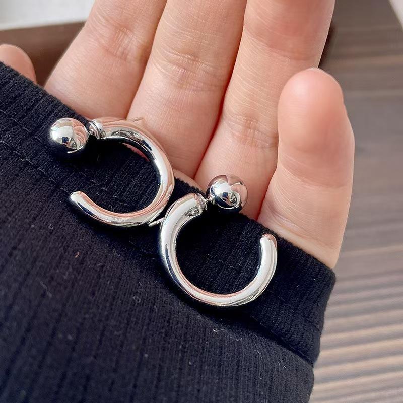 Vintage Half Round Hoop Earrings For Women New Trendy Metal C- Shaped Geometric Earrings Casual Jewelry Accessories Gifts
