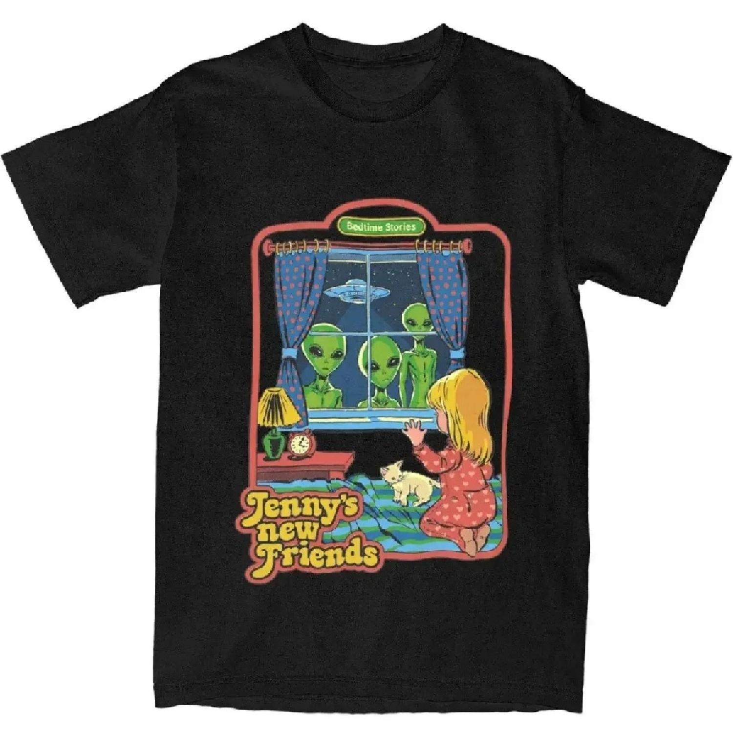 

Men Women Horror Alien Bedtime Story Shirt Merchandise Ufo Dark Humour Sci Fi 100% Cotton T-Shirt Clothes Cool Tee Shirt Summer XXXXXL чорний