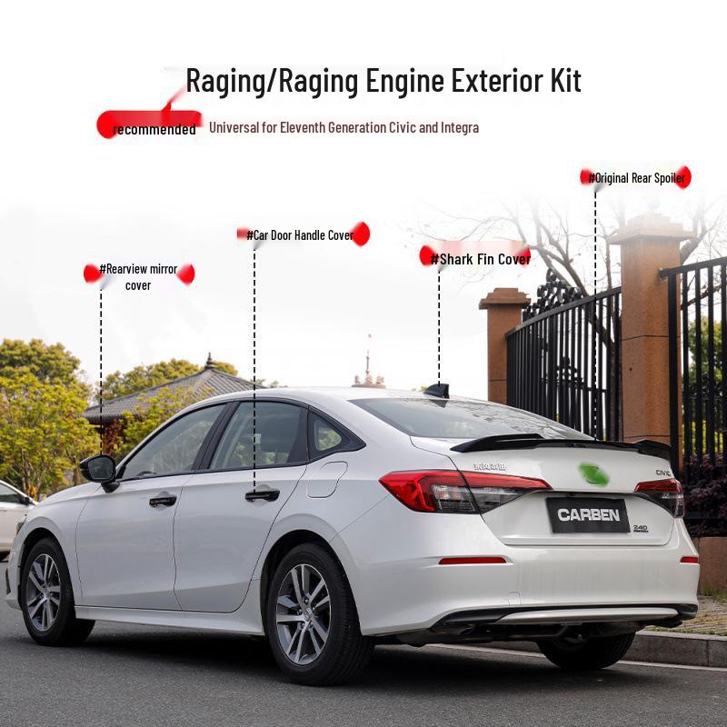 Eleventh Gen Civic Modified Rear Spoiler - Night Black High-End Warrior Edition