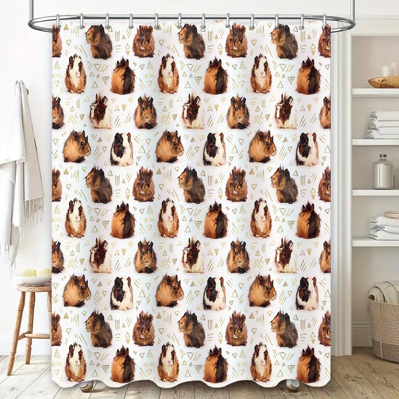 Dog Shower Curtain Waterproof Cute Puppy Pet Bathroom Decor Set Vintage Farmhouse Modern Home Textile Washable Liner