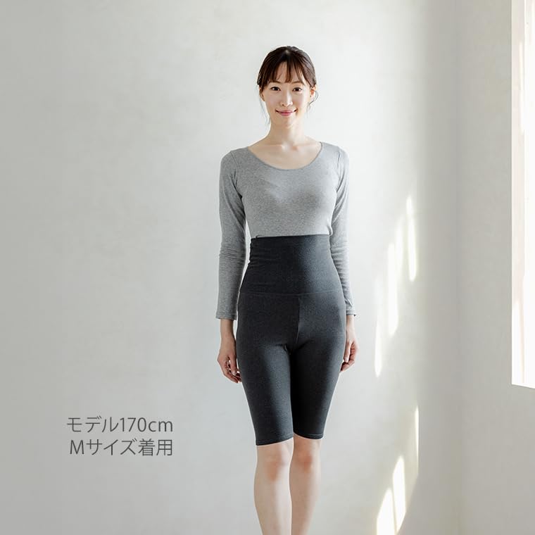 Shirasagi Knit Belly Warmer Pants with Belly and Belly Warmer for Fall and Winter Women's Fleece-Lined Pants, Double-Layered Fabric, (K5975X-E) (3