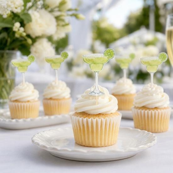 10Pcs Cocktail Paper Straws, Margarita Drink Straws with Lime Decoration, Disposable Fruit Picks for Cake And Party