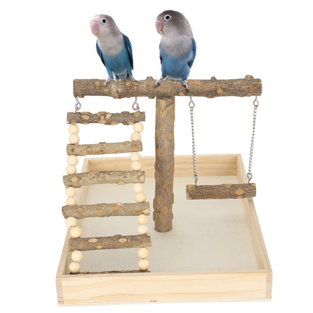 Wood Bird Perch Stand Natural Parrot Playing Standing Rack Bird Training with Large Base
