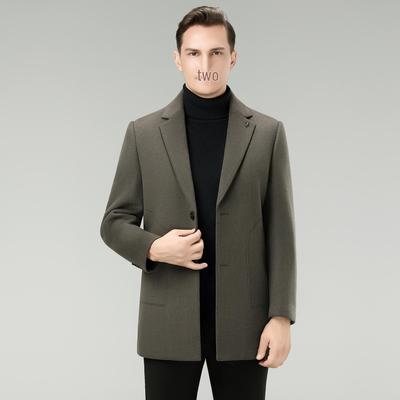 Brand Men's Mid-Length Wool Coat with Detachable Down Liner - Winter Business Suit Jacket