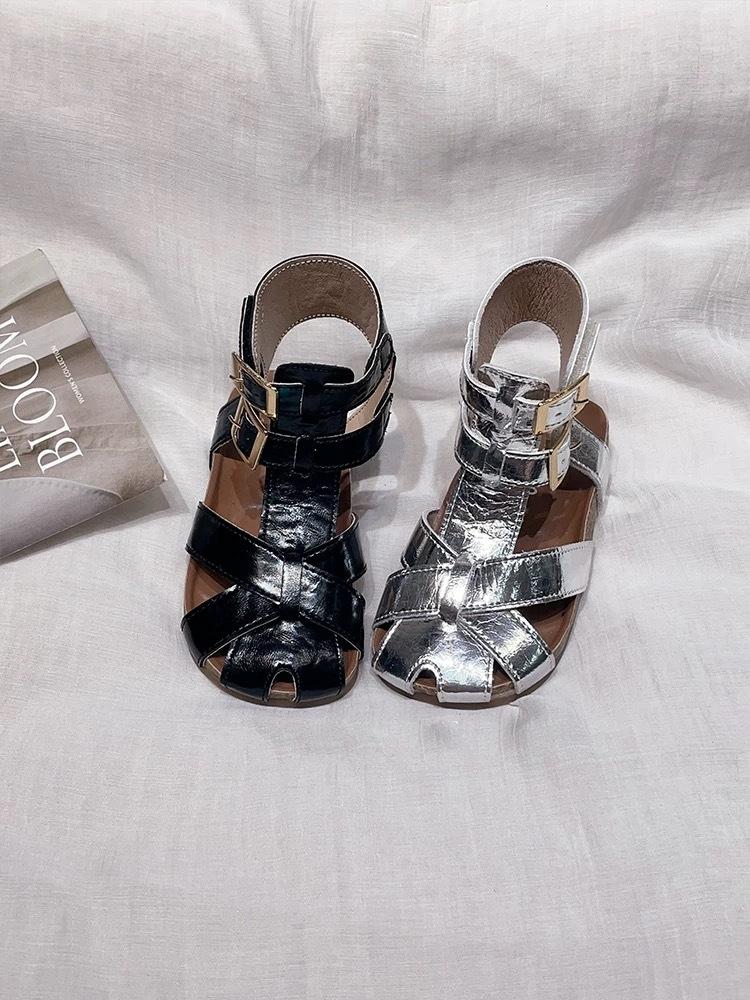 Girls Baotou Sandals Children's Roman Shoes 2025 Summer New Girls Fashion Princess Shoes Medium and Older Children's Beach Shoes