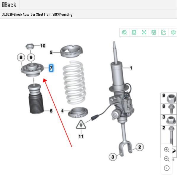BMW 7 Series F02/F02LCI & 5 Series GT F07/F07LCI Front Shock Upper Mount Rubber 31306795081