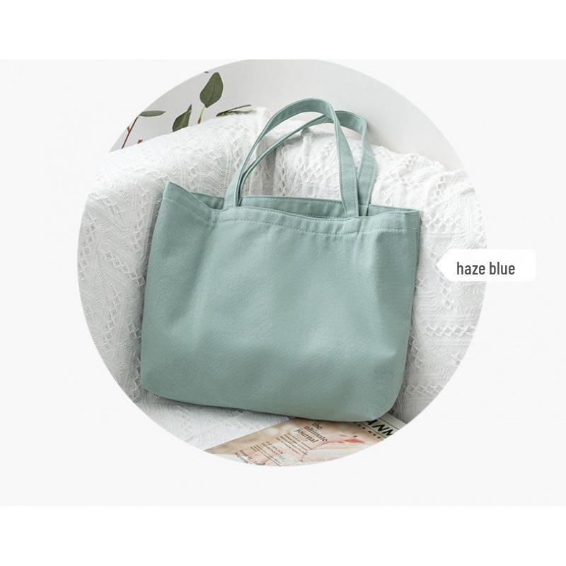 Solid Color Canvas Handbag Bento-Style Shoulder and Shopping Bag