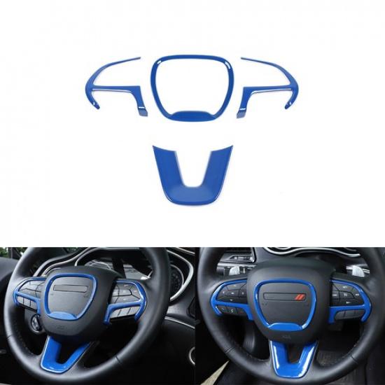 Steering Wheel Cover Trim Accessories For ChallengerChargerDurango 2015+ Blue
