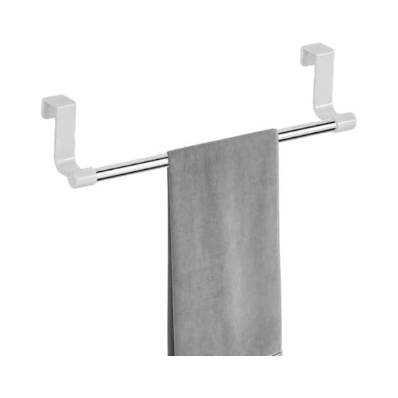 Over Cabinet Towel Holder - Sleek Adhesive Stainless Steel Organizer, Space Saving Hanging Rack | Multifunctional Kitchen Bathroom Storage Accessory