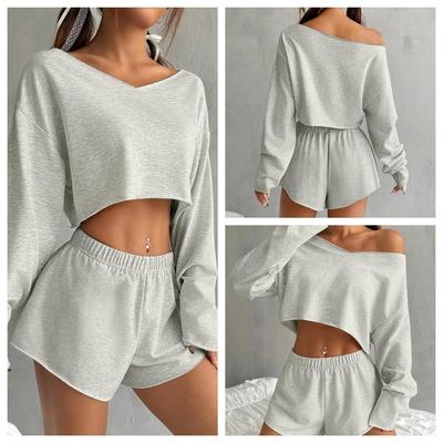 2026 European and American Women's Autumn/Winter Long-sleeve Top and Shorts Set