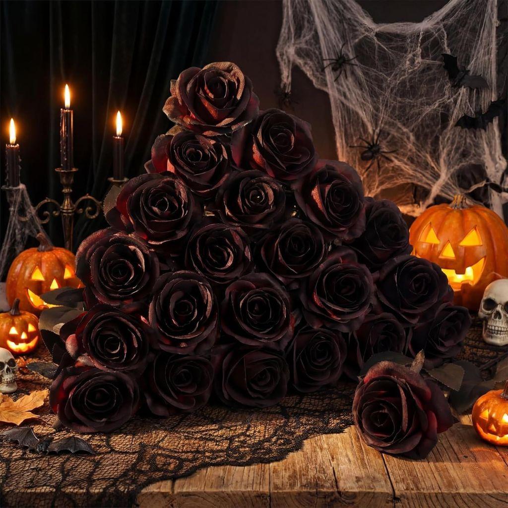 Gothic Style Silk Rose Artificial Flower With Curved Stem For Wedding And Party Arrangements