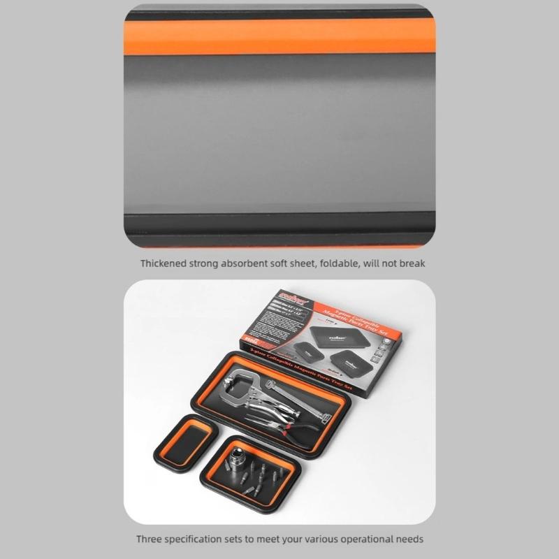 Strong Magnetic Base Silicone Parts Tray Holder Portable Foldable Toolbox For Mechanics DIY Enthusiasts