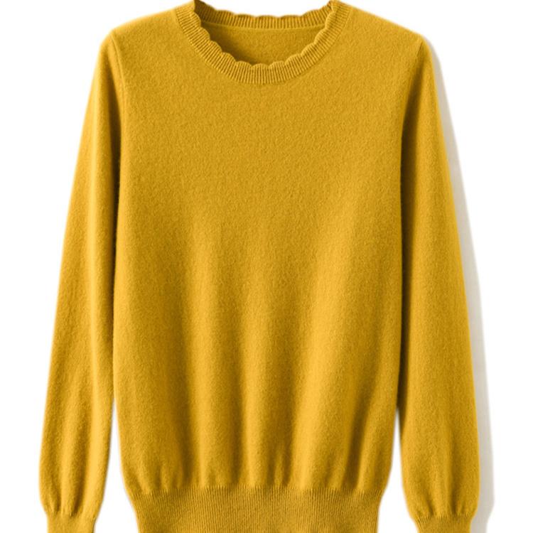 Ležérní krajkové tričko s kulatým výstřihem dámský podzimní a zimní svetr svetr s dlouhým rukávem