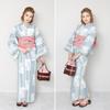Yukata Set of One Size Fits Classic Checkered X Heiko Obi In [Fuuka] Women's 2, Adults, Most, Pattern, (Light Blue, White) (Made Japan/Coral)