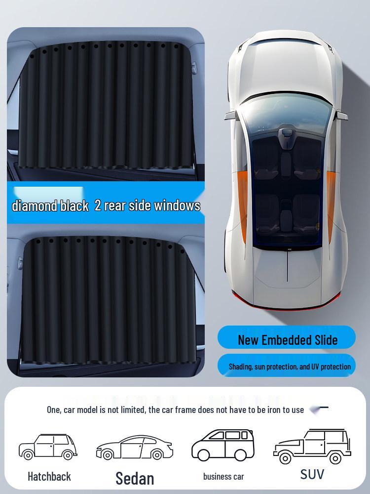 Magnetic Car Privacy Sunshade Curtains for Side Windows - Telescopic Sliding Track Design