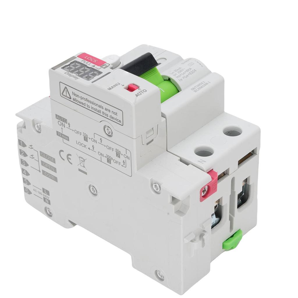 RCCB Rest Current Earth Leakage Circuit Breaker 2P RCD Type A with Digital Display Automatic Reset 63A