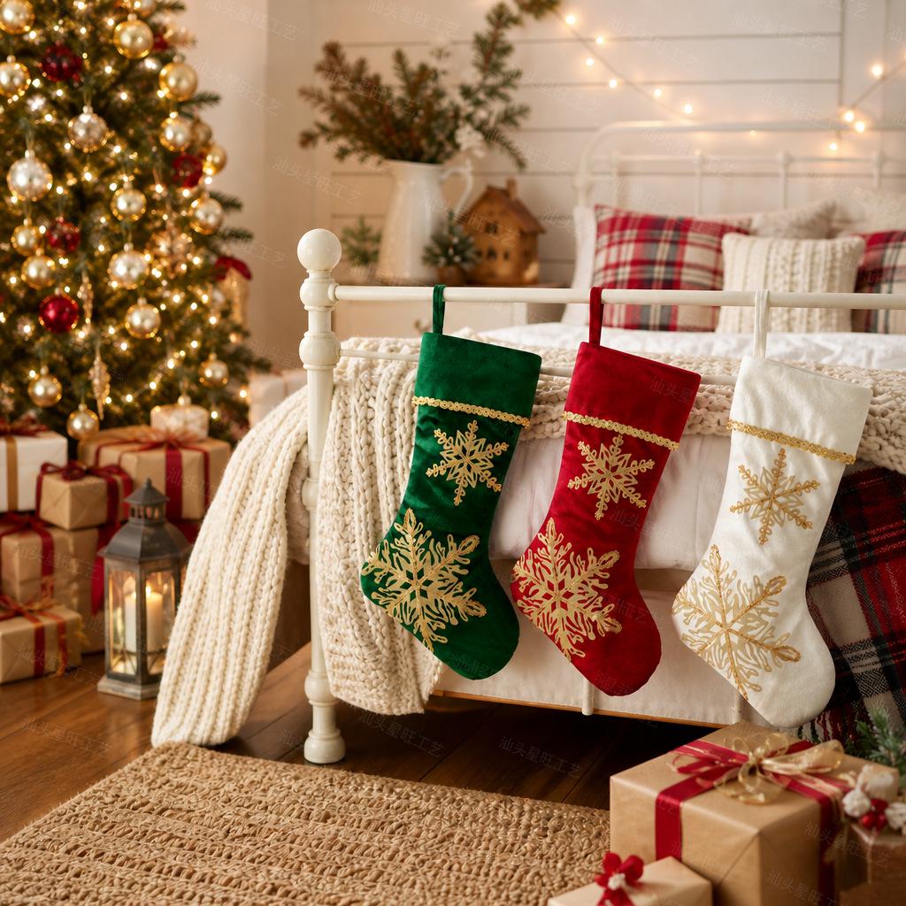 Velvet Christmas Stockings with Hot Stamping Gift Bags Ornaments