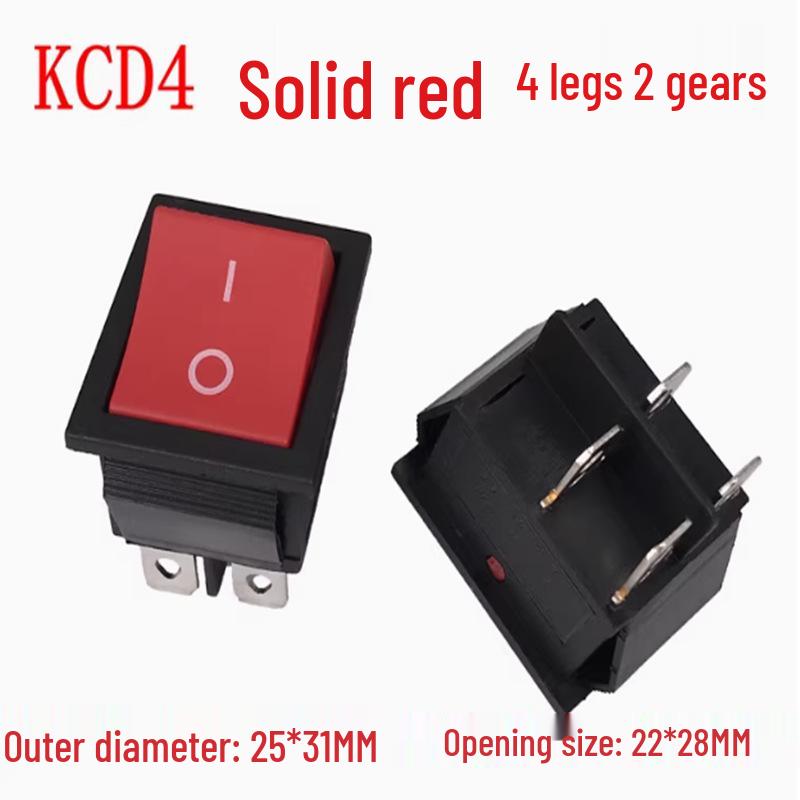 KCD4 Rocker Switch: 16A, 250V, 4/6 Pins, 2/3 Positions, with Lighted Reset Button