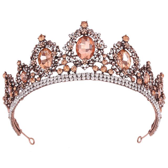 Tiare Femei Regina Regală Lux Baroc Cristal Violet Antic Bijuterii de Păr Coroane pentru Mireasă Nuntă Petrecere Concurs Diademă