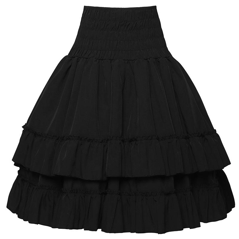 Victorian Style Women's Dress – Solid Color, Double Layer, High Waist, Renaissance Retro Skirt.
