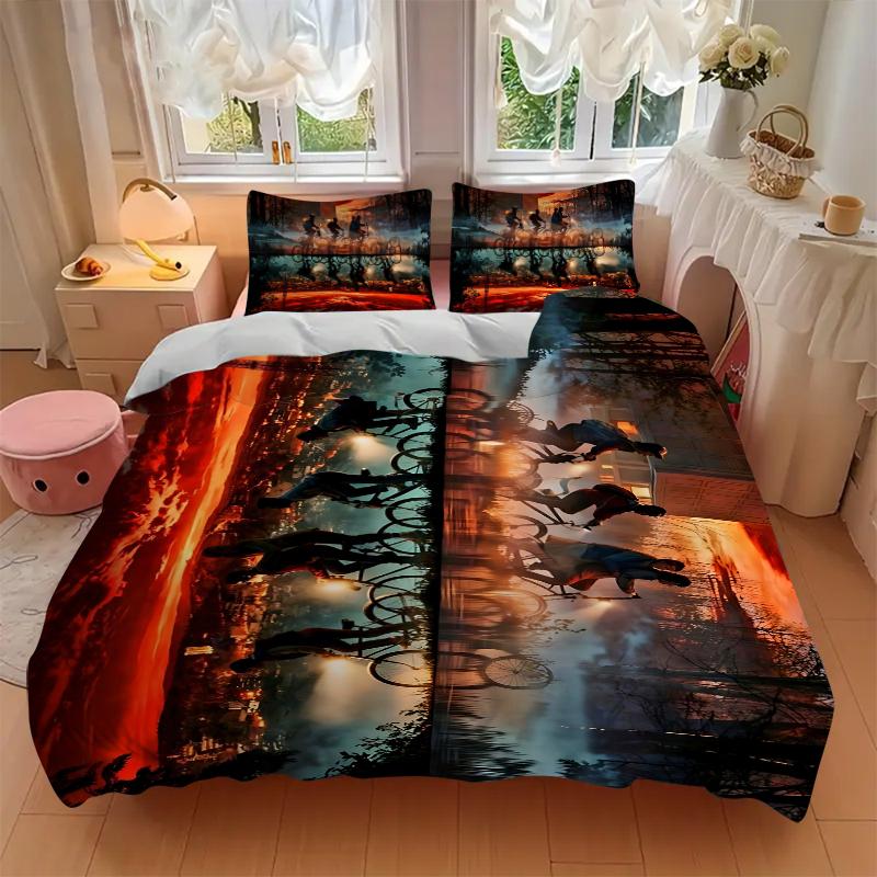 3Pcs Nighttime Urban Adventure Bedding Set Soft Fabric Duvet Cover Pillowcases Christmas Xmas Halloween Gift 1 Duvet Cover 2 Pillowcase S160