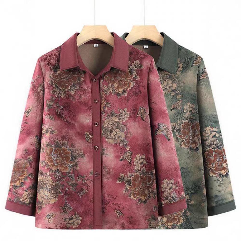 Spring & Autumn Long-Sleeved Top for Grandma, Perfect for 60-70-Year-Old Women