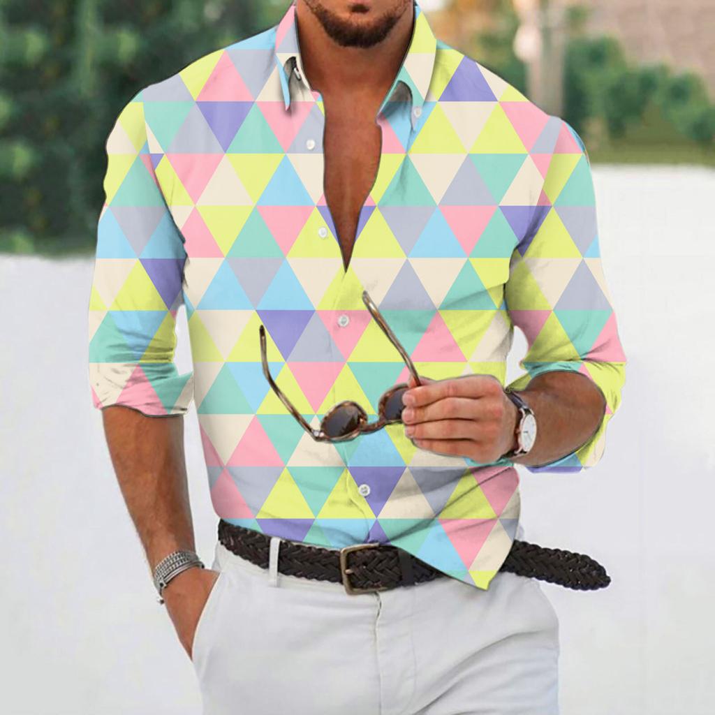 Designer Spring Summer Men's Casual  3D  Halloween Printing Hawaii Shirt Blouse Long Sleeve Shirts