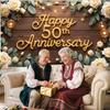 Happy 50th Anniversary Decorations Banner, 50th Wedding Anniversary Party Decoration Floral Backdrop, Celebration Golden Wedding Birthday Party
