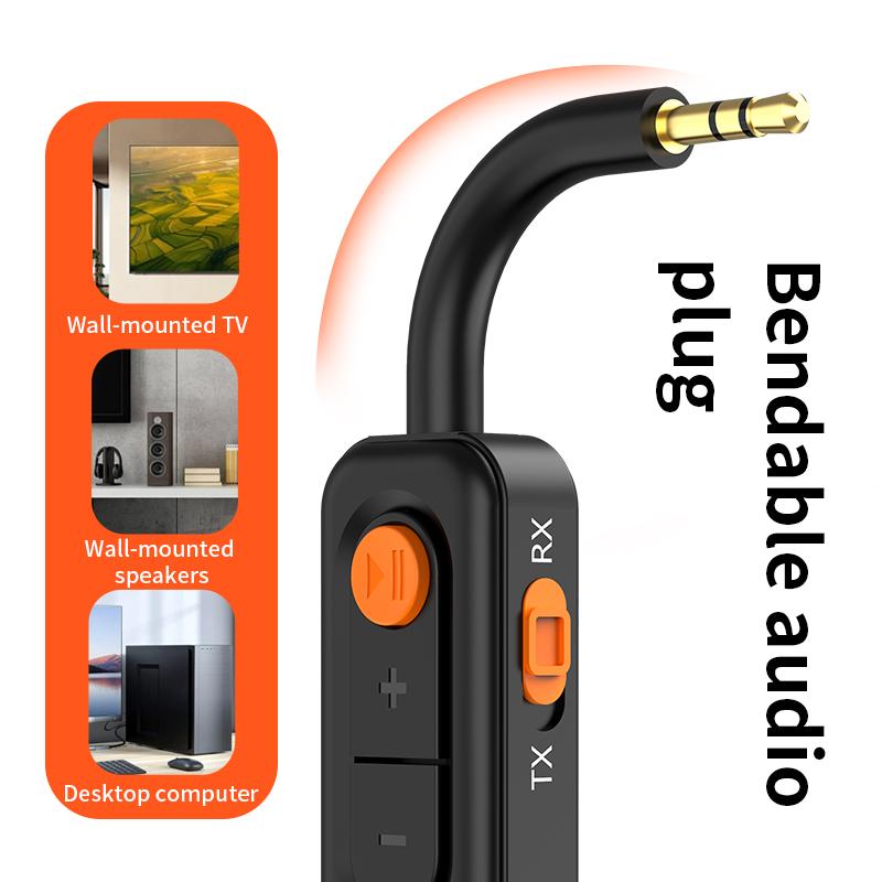 2 in 1 Bluetooth 5.4 Audio Adapter Wireless Receiver Transmitter Stereo Music with Mic 3.5MM AUX for TV Car Kit Speaker PC Headphones