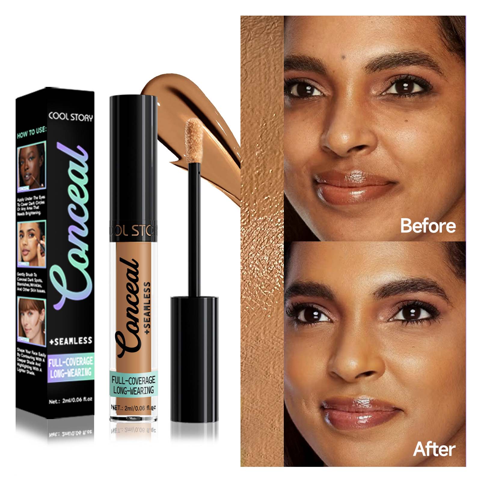Vloeibare Concealer Mat Hoge Dekking Oogwallen Acne Waterdicht Professionele Gezichtsvormende Make-up Natuurlijke Verheldering