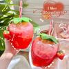 Lovely Tea Milk Coffee 500ml Cartoon Drinkware With Lid Strawberry Straw Cup Drinking Water Bottle