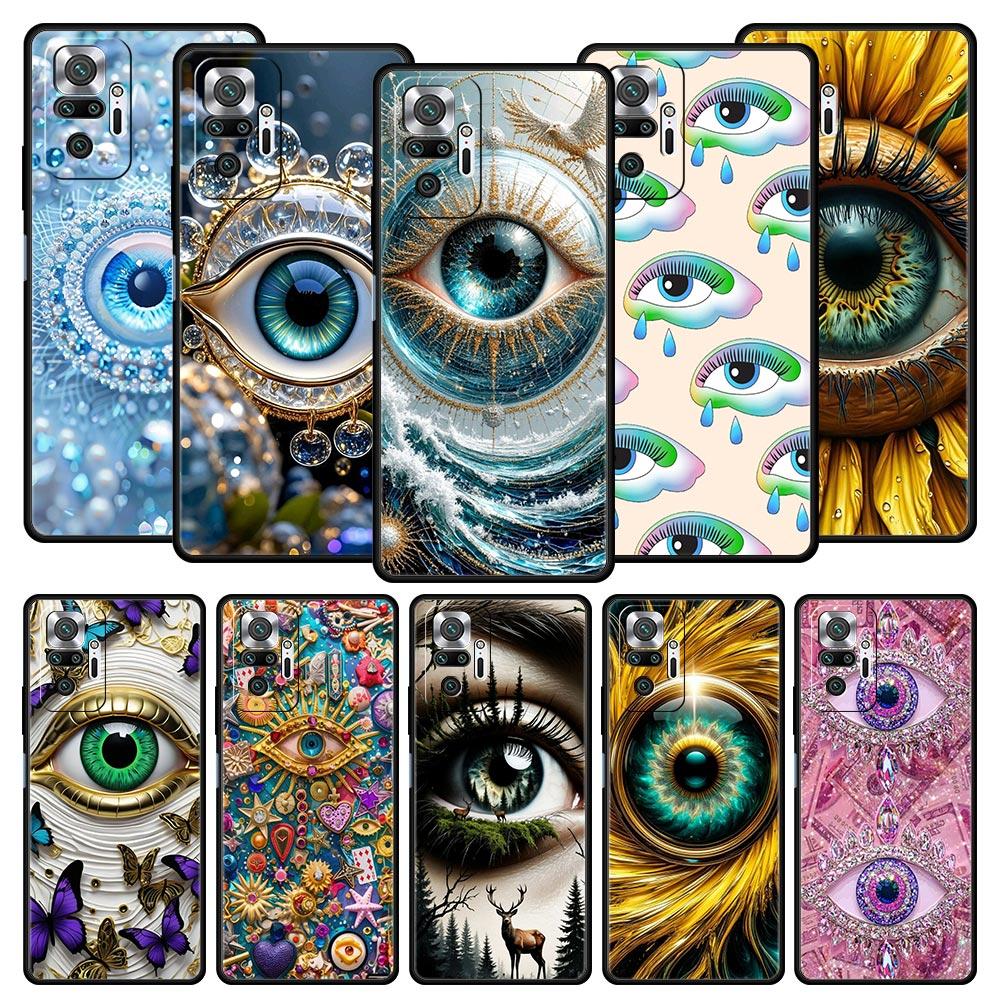 Fashion Eyelashes Eyes Phone Case Cover for Redmi 14C 10C Note 15 14 13 12 10 11 K40 Pro Plus 5G Soft TPU Shockproof Shell Capas