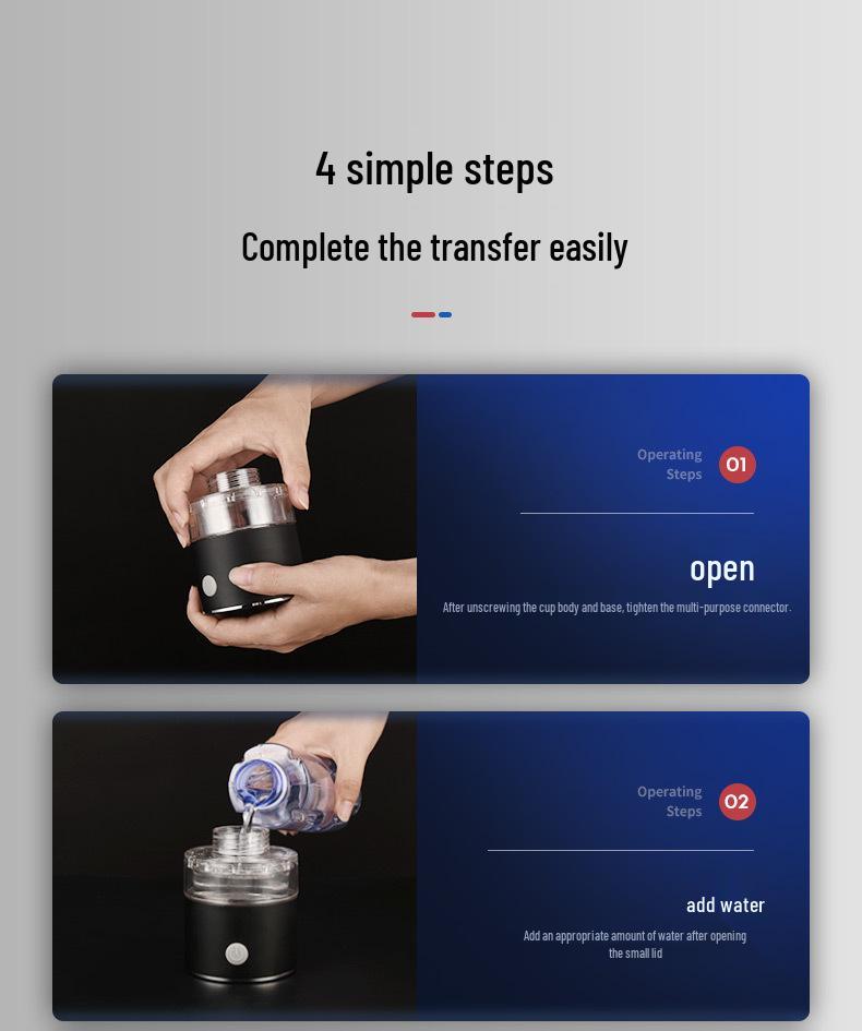 Japanese Hydrogen-Rich Water Cup with High Concentration & Hydrogen-Oxygen Separation Electrolysis - Compact Hydrogen Inhalation Device