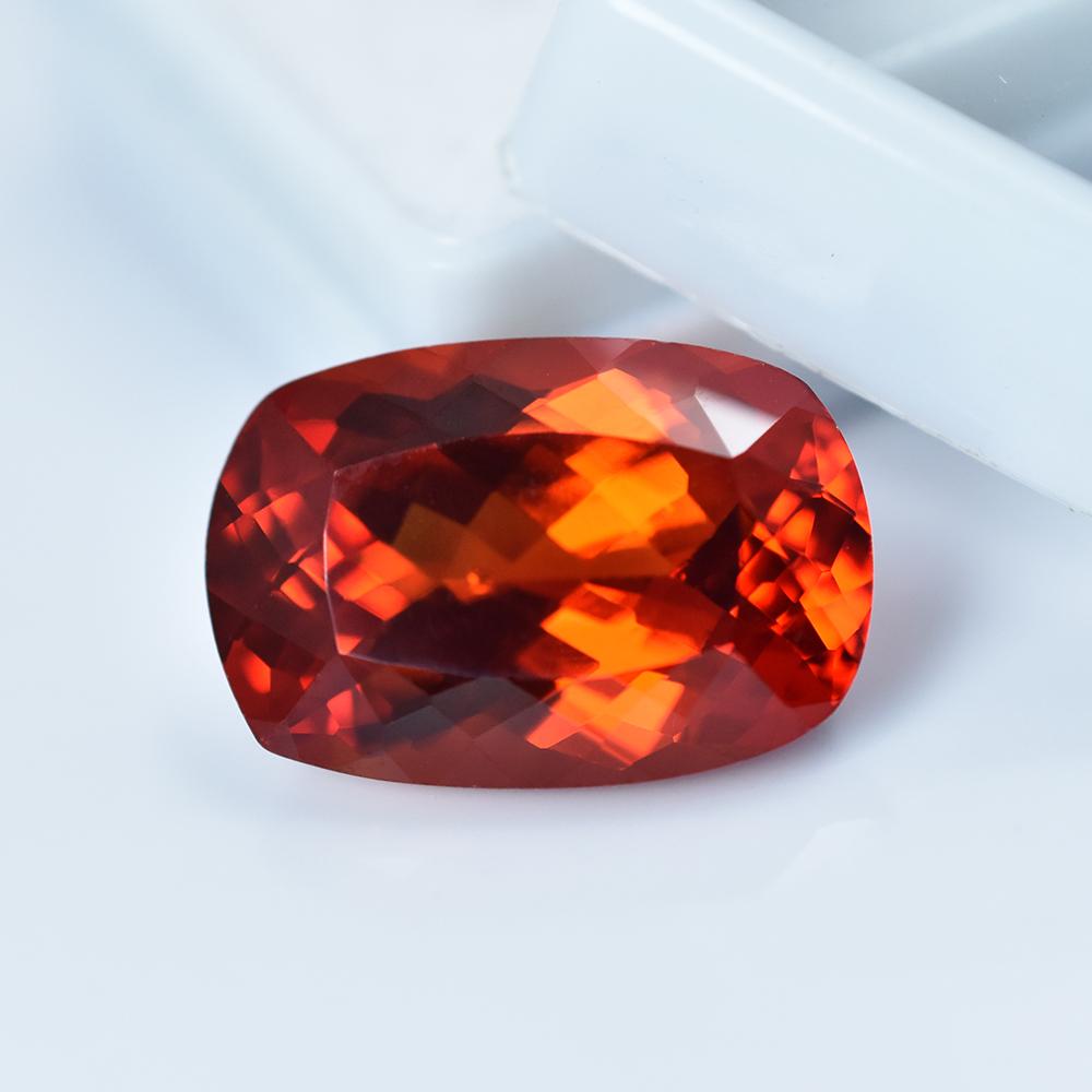 AA++ CERTIFIED 17.95 Ct Natural Orange Sapphire Cushion Cut Loose Gemstone