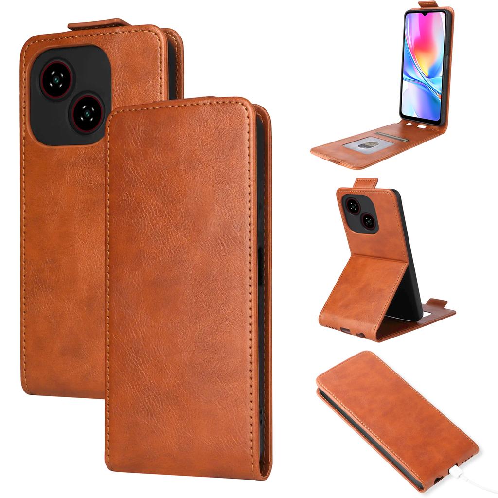 For ZTE Blade A35e Z2466 Stand Case Magnetic Clasp Vertical Flip Leather Phone Cover with Card Holder