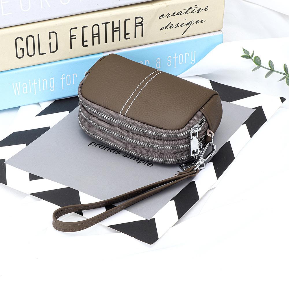 Genuine Leather Women Wallet Cowhide Zipper Coin Purse For Ladies Wristlet Wallets Money Pocket Clutch Small Bag Bolsa