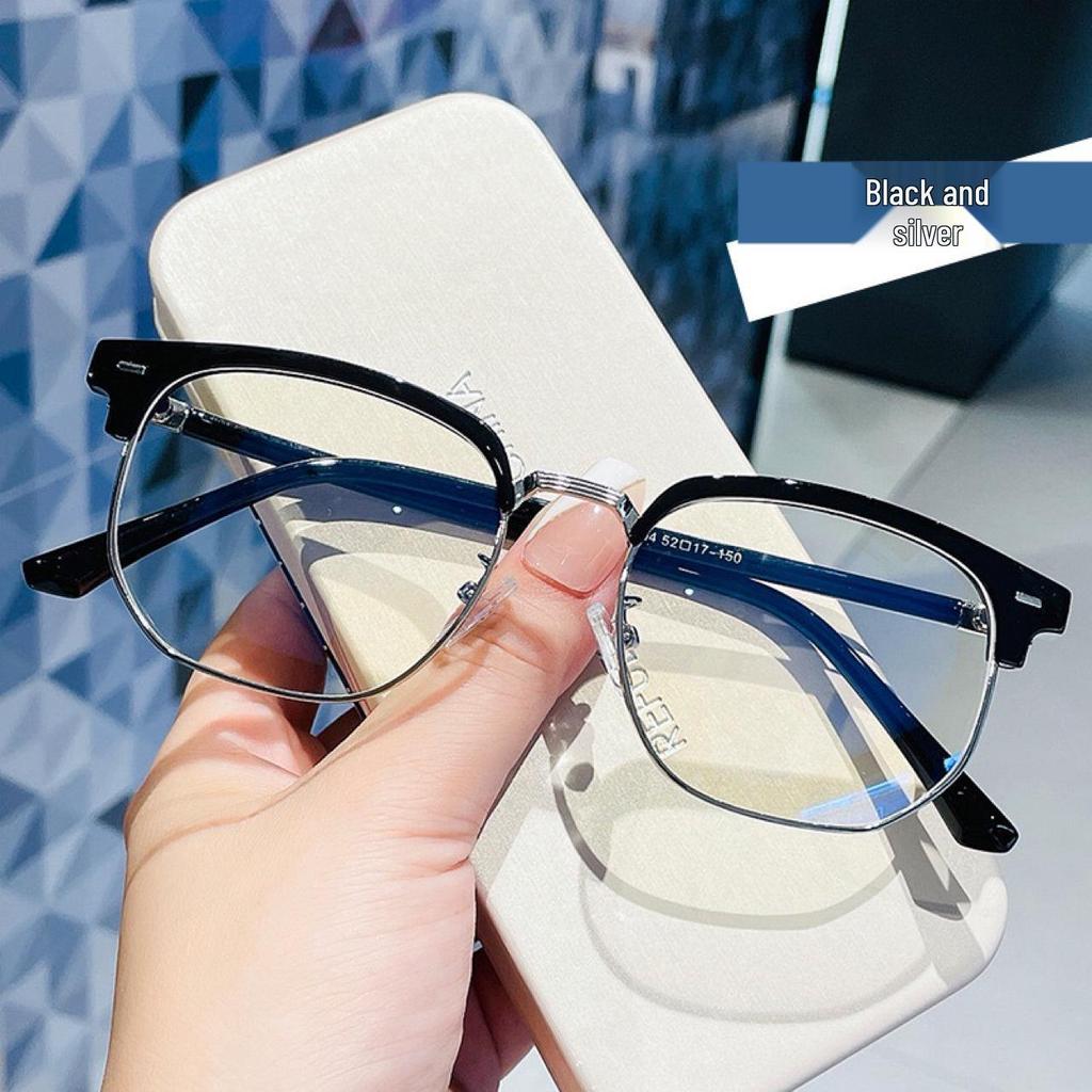 2024 Men's Student-Style Semi-Rimless Blue Light Blocking Glasses