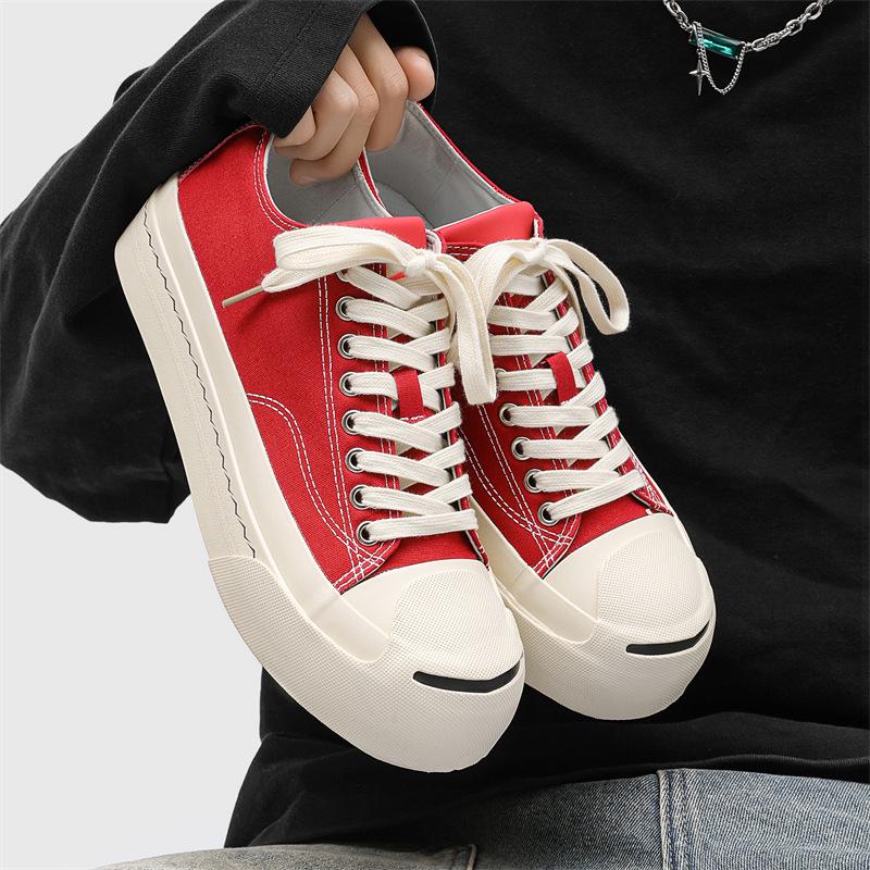 AFANTING Low-Top Canvas Shoes - Open Mouth, Thick Soles, Spring Versatile Japanese Trend X267