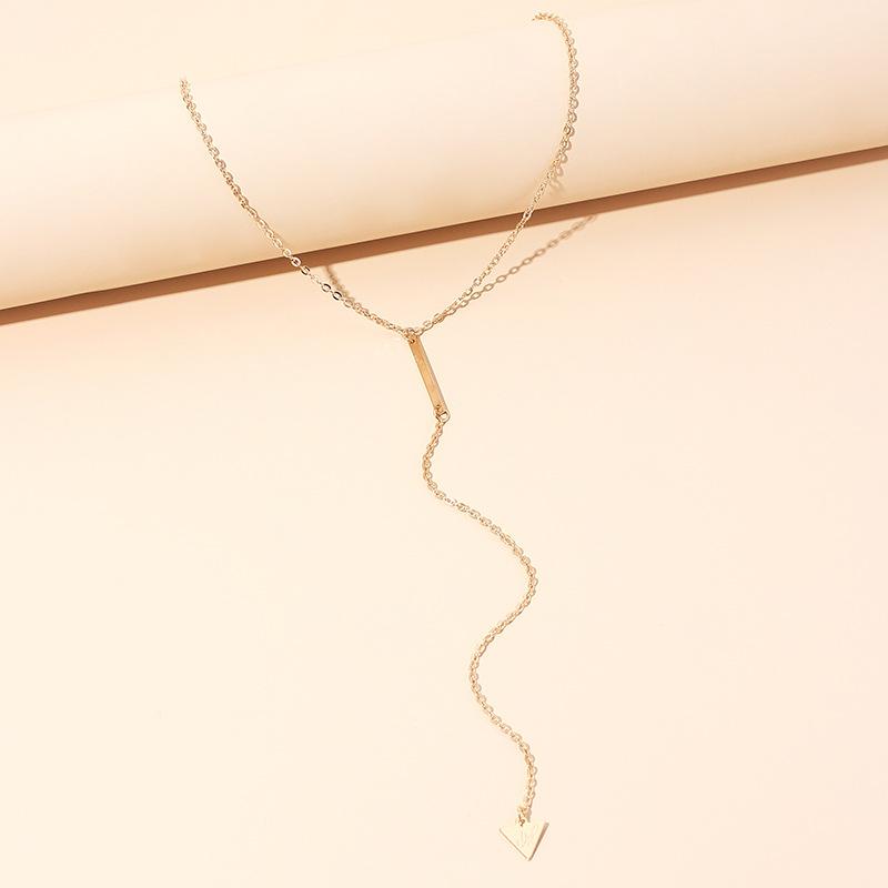European and American New Accessories Geometric Triangular Tassel Necklace Ins Fashion Personality Long Collarbone Chain