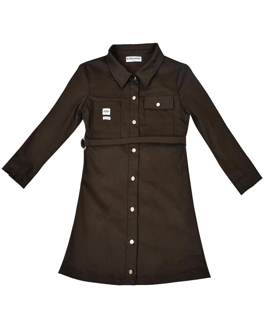 KATHARSIS Daily Cation Denim Mini Dress Brown Black S M
