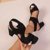 Fashionable Sexy Hot Selling Banquet High-heeled Sandals Summer New Round Toe Square Heel Comfortable Casual Sandals for Women