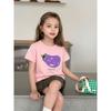 Pure Cotton Printed Korean Style Brand Children's Clothing Short-Sleeved T-Shirt 2024 Summer Girls' Base Shirt 27Home Baby Clothes