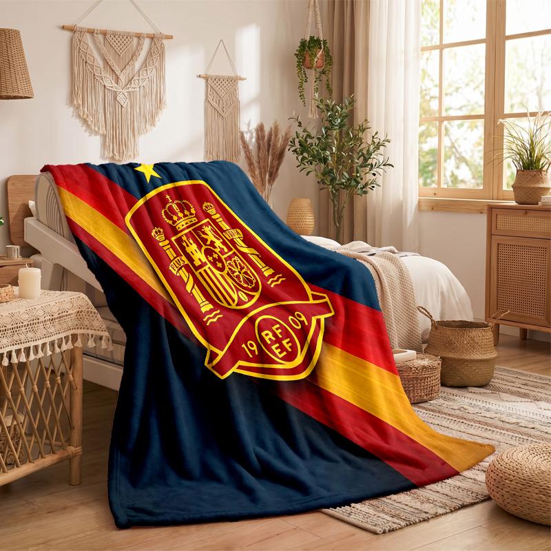 Spain National Football Team Print Flannel Blanket Soft Warm Sofa Bed Throw Blanket For Home Office Bedroom