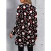 Women's Cute Christmas Santa Cane Print Cardigan, Long Sleeve Casual Holiday Outerwear,fashion christmas clothes ,leisure christmas outfit