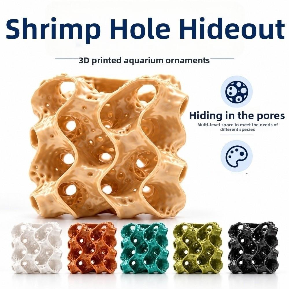 3D Printed Porous Fish Breeding Cave Hollow Out Wave-Shape Fish Tank Shrimp Hideout Multi Channel Plastic Small Fish Safe Refuge