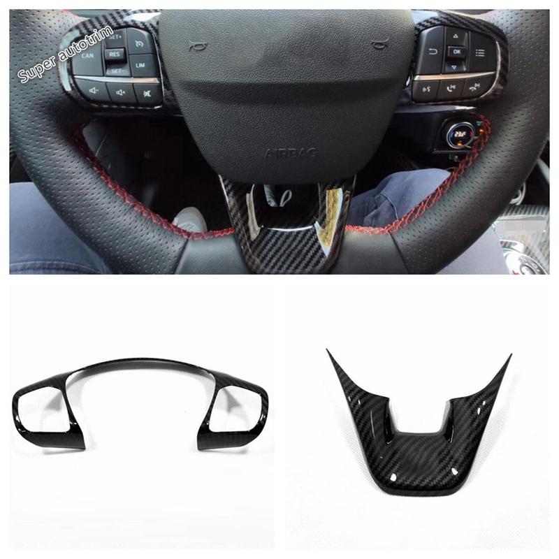 Steering Wheel Button Frame Cover Trim Fit For Ford Focus MK4 - 2025 / Fiesta MK8 2017 - 2025 Carbon Fiber Look Interior