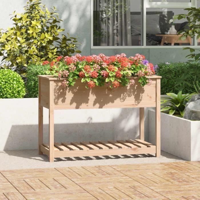 VidaXL Jardinière avec étagère 111,5x54x81 cm Bois massif de pin 823787