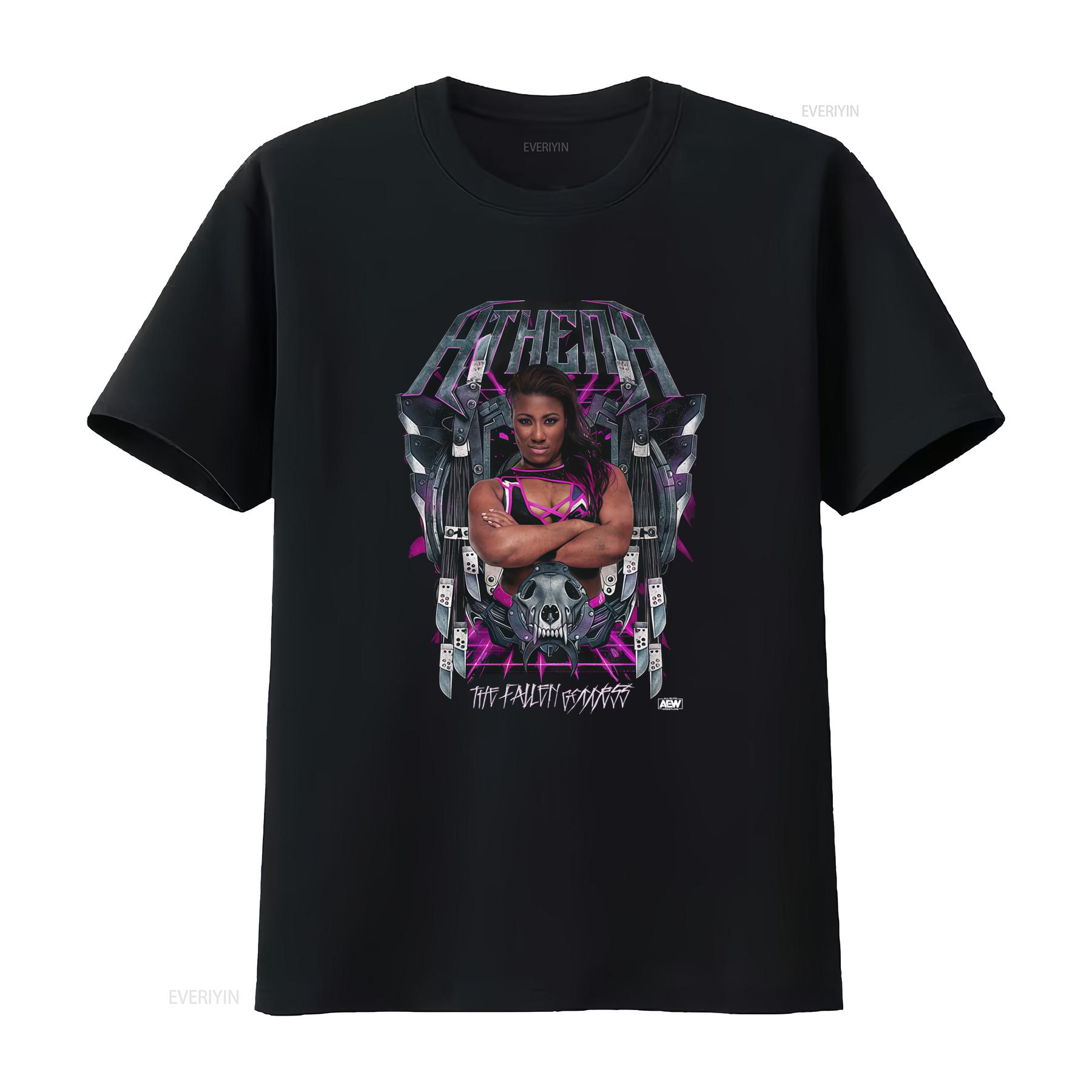 

Athena Archangel AEW Official T Shirt Bold Design with Skull and Wings Print vintage Washed fashion graphic Casual Breathable 4XL