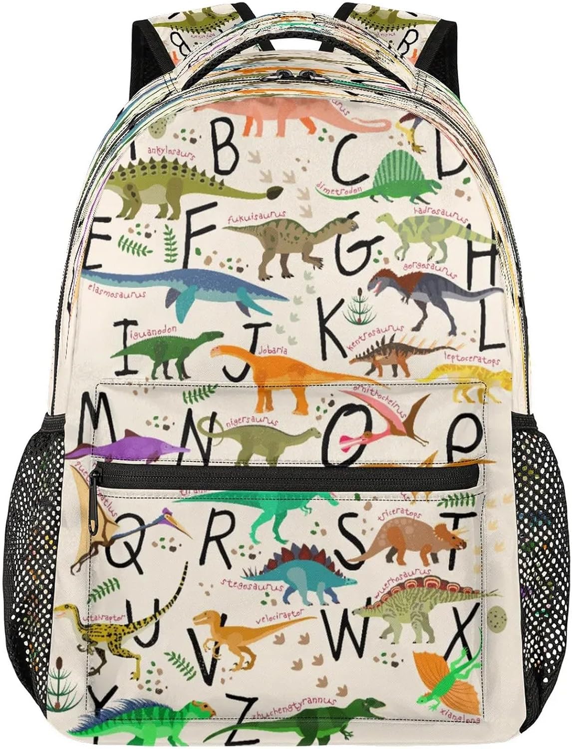 Sac à dos Dinosaure Alphabet Pour Enfants Filles Garçons École Éducation Sac à dos Lettre Sac à dos Ordinateur Portable 14 Pouces Sac à dos de Voyage Quotidien
