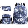 3 Piece School Backpack Set for Students Large Capacity Oxford Cloth Schoolbag with Shoulder Strap and Pencil Case
